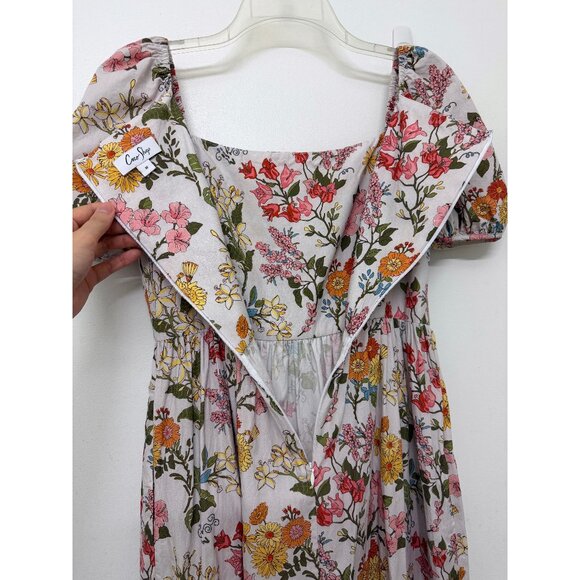 Coco Shop Short Sleeve Maxi Dress Multi Floral Print Cotton Rainbow Colorful M - Picture 15 of 16